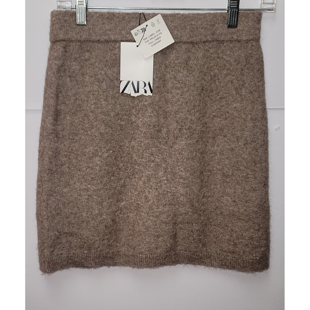 Zara Womens Wool Blend Mini Skirt Sz M Minimalist Chic Soft Academia Cozy Winter
